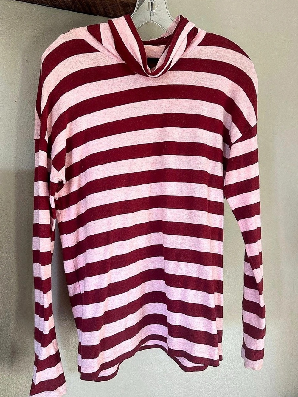 J.Crew Striped Tunnelneck Pullover Sweatshirt Pink & Red XS
